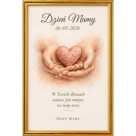 Plakat A4 „Dzień Mamy – W Twoich dłoniach” – z szybką pleksi